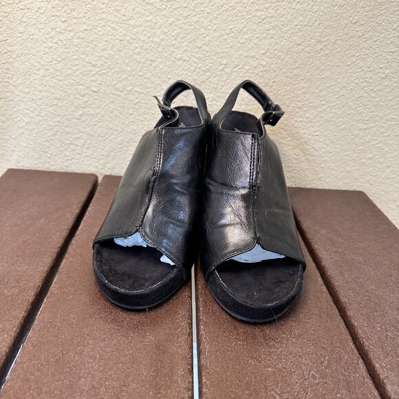 AEROSOLES Sunplush Shootie Wedges Sandals Black - 8 - Picture 4 of 12